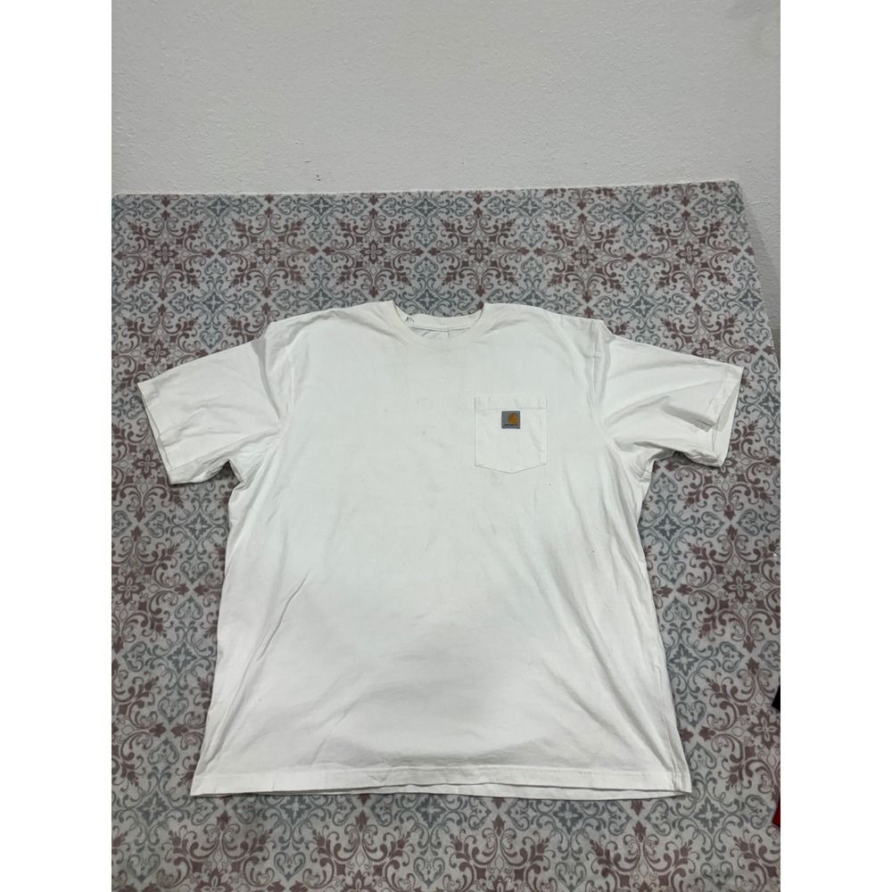 Carhartt Mens K87 White Loose Fit Short Sleeve Pocket T-Shirt Size 2XL